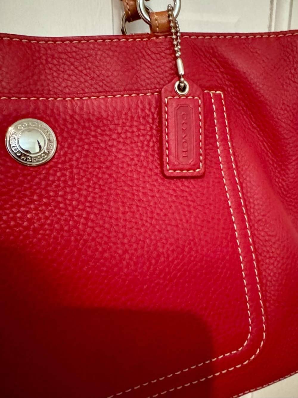 Vintage COACH Chelsea hobo shoulder bag - pebbled leather - red - Picture 2 of 6